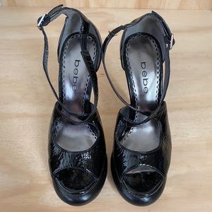Bebe Black Platform Heels
